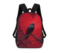 KWQDOZF Zaino da viaggio classico da 17 pollici con tracolla regolabile, stile classico, per uomo e donna, colore: nero corvo sanguinante a forma di cuore