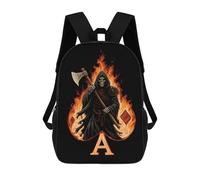 KWQDOZF Zaino da viaggio classico Grim Reaper Flaming Aces-Spades da 17 pollici, borsa a tracolla casual con tracolla regolabile per uomo e donna