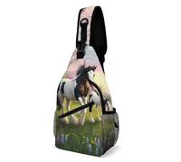 KWQDOZF Zaino da viaggio con tracolla, zaino da campeggio, borsa da esterno, multiuso, antifurto, resistente, per uomo e donna, con cavallo Gypsy Vanner, cavalla e puledro in primavera, pascolo, arte