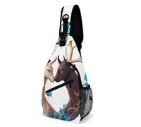 KWQDOZF Zaino da viaggio per uomo e donna, con tracolla, motivo: due cervi, Yin Yang e farfalle, per escursioni all'aperto, compatto.