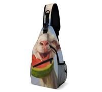 KWQDOZF Zaino da viaggio per uomo e donna, zaino da viaggio The Sheep Eat Watermelon Art, borsa a tracolla per viaggi all'aperto, escursionismo, zaino portautensili compatto