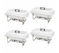 KWQPWKME Set scaldavivande in acciaio inox, 4 pezzi, sistema per buffet | Ideale per buffet e feste di famiglia, gastronorm, con bruciatori