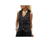 KWTF Gilet da donna in lino di cotone tinta unita con gilet da indossare all'esterno per andare al lavoro con gilet da donna