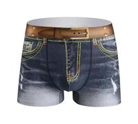 KWTF Moda Uomo Denim Intimo Stampa 3D Boxer Sexy Jeans Stile Pantaloncini Boxer Uomo Cowboy U Custodia Convessa Mutande di Cotone Mutandine