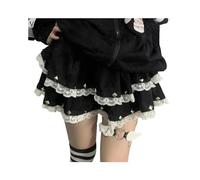 KWTF Y2k Skirt da donna stile lolita estetico gotico, Harajuku, casual, a rivetto, in rete, volant per feste, ragazze carine punk a righe