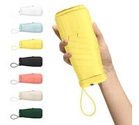 Kwude Mini ombrello da viaggio compatto, leggero, portatile e antivento con protezione UV al 99%, perfetto per donne, uomini e bambini in movimento (giallo limone)