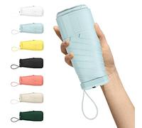 Kwude Mini ombrello da viaggio compatto, leggero, portatile e antivento con protezione UV al 99%, perfetto per donne, uomini e bambini in movimento (verde nebbia)
