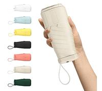 Kwude Mini ombrello da viaggio compatto - leggero, portatile e antivento ombrello da sole e pioggia con 99% protezione UV - perfetto per donne, uomini e bambini in viaggio, bianco sporco, 89 cm