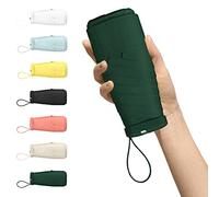 Kwude Mini ombrello da viaggio compatto - leggero, portatile e antivento ombrello da sole e pioggia con 99% protezione UV - perfetto per donne, uomini e bambini in viaggio, verde scuro, 89 cm