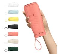Kwude Mini ombrello da viaggio compatto, leggero, portatile e antivento parasole con protezione UV al 99%, ombrellone ombrellino perfetto per donne, uomini e bambini in movimento (rosa pompelmo)