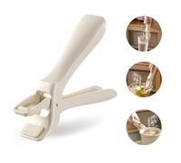 Kwude Pinza per piastre calde, maneggiare in modo sicuro piatti caldi, ciotole, pizza, friggitrici ad aria e piatti a microonde, 16,3 x 3,6 cm, beige