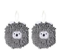 Kwude Set di 2 Asciugamani Sospesi in Microfibra, Super Assorbenti e Asciugatura Rapida, Morbidi Asciugamani in Pile con Anelli Appendibili per Bagno e Cucina (Grigio)