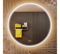 KWW Grande Specchio Rotondo Moderno della Vanità del Bagno del LED, Temperatura di Colore Regolabile, luci Dimmerabili Anti-nebbia, Specchio Montato a Parete Orizzontale/Verticale (100_x_100_cm)