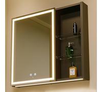 KWW LED Illuminato Bagno Medicine Cabinet con Specchio, Temperatura di Colore Regolabile, Luci Dimmabili Anti-Nebbia, Outlet & USBs, Armadio Medico Montato A Parete (75.2_x_70_cm)