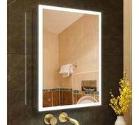 KWW LED Illuminato Bagno Medicine Cabinet con Specchio, Temperatura di Colore Regolabile, Outlet & USBs, Armadio Medico Montato A Parete (50.2_x_70_cm)