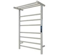 KWW Rack Scaldasalviette a Distanza Controllato per Il Bagno, Timer 1-9 Ore e Temperatura Regolabile, Indicatore LED, Scaffale di Essiccazione a Parete in Acciaio Inossidabile (Lucido, 7 + 3Bars)