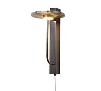 KWWEWEB Lampada da parete in pietra naturale di alabastro nero di lusso, applique di alta gamma, design artistico for soggiorno, decorazioni in marmo, luci a LED(Warm White (2700-3500K))