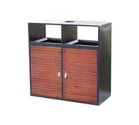Kx9Lb8d Bidoni della spazzatura all'aperto Pattumiera for esterni in finto legno, pattumiera in acciaio zincato for aree pubbliche con posacenere