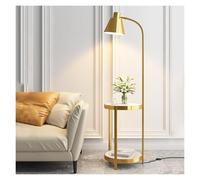 Kx9Lb8d Lampada da terra Lampada da terra con ripiani, lampade moderne della metà del secolo, lampada tavolo rustica for camera letto e soggiorno(Gold)