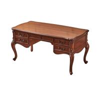Kx9Lb8d Scrivania Scrivania da ufficio tradizionale in legno 63" con gambe intagliate a mano e cabriole, scrivania vintage in ciliegio noce 5 cassetti