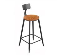 Kx9Lb8d Sgabelli da bancone Wooden Seat Iron Barstool with Backrest Vintage High Chair Multi (XXL)