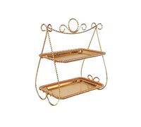 Kx9Lb8d Torre espositiva per torte Tavolo da dessert Porta torta Espositore for pasticceria Vassoio for frutta a doppio strato cupcake europeo di fascia alta Alzata per torte(Gold)