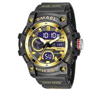 KXAITO Orologi da uomo Sport Outdoor Impermeabile Militare Orologio Data Multi Funzione Tattiche LED Face Alarm Cronometro per gli Uomini 8086, 8086 Nero Oro, Large, Militare