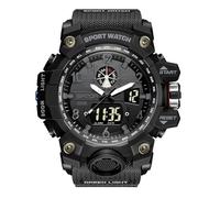 KXAITO Orologio da polso da uomo, sportivo, impermeabile, militare, con data, multifunzione, con sveglia a LED, cronometro, 8045_nero 01, Large, Classico