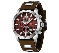 KXAITO Orologio da uomo sportivo militare, impermeabile, cronografo, luminoso, cinturino in silicone, casual, alla moda, analogico, al quarzo, orologio da polso da lavoro, 0089G Argento, Large,