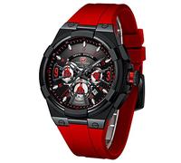 KXAITO Orologio sportivo analogico da uomo, orologio militare per esterni, a LED, cronometro, digitale, elettronico, grande, doppio schermo, impermeabile, tattico, da uomo, 0402g Rosso, L, Cronografo