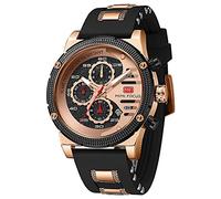 KXAITO Orologio sportivo analogico da uomo, orologio militare per esterni, a LED, cronometro, digitale, elettronico, grande, doppio schermo, impermeabile, tattico, da uomo, 0246g Nero E Oro Rosa, L