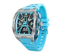 KXAITO Orologio sportivo da uomo, alla moda, classico, impermeabile fino a 50 m, doppio display (analogico e digitale), luce notturna a LED, cronometro, sveglia, 6 opzioni di colore, Azzurro chiaro