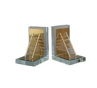 KXAOXGRC Metale di fine libro, Fermalibri a scala a forma di L in cristallo e metallo for la scuola della biblioteca dell'home office