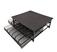 KXAOXGRC titolare capsule di caffè, Portacapsule for caffè Cassetto portaoggetti a 2 livelli Nero e Grigio Argento 39x35x14,5 cm(Black)