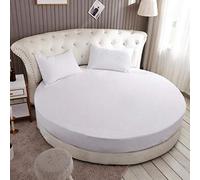 KXCAQ 3 pezzi set lenzuola rotonde in cotone tinta unita set lenzuola rotonde set biancheria da letto coprimaterasso 200 cm 220 cm diametro 2.0 m bianco