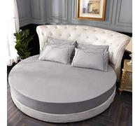 KXCAQ 3 pezzi set lenzuola rotonde in cotone tinta unita set lenzuola rotonde set biancheria da letto coprimaterasso 200 cm 220 cm diametro 2.2 m grigio chiaro