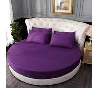 KXCAQ 3 pezzi set lenzuola rotonde in cotone tinta unita set lenzuola rotonde set biancheria da letto coprimaterasso 200 cm 220 cm diametro2.2 m viola
