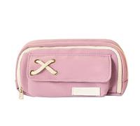 KXCVBNKLJ Astuccio per cancelleria, Astuccio for studenti in tessuto a tre strati con ampia apertura e borsa a rete - Taglia A multicolore(T Purple)