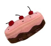 KXCVBNKLJ Astuccio per cancelleria, Astuccio in ABS con design a torta di ciliegie, organizer multicolore grande capacità(Brown)