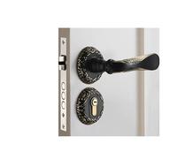 KXCVBNKLJ Maniglia per porta con serratura per interni Solid Wood Door Handles Indoor Bathroom Bedroom Multicolor Silent Split Room Lock(Black Gold)