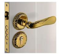 KXCVBNKLJ Maniglia per porta con serratura per interni Solid Wood Door Handles Indoor Bathroom Bedroom Multicolor Silent Split Room Lock(Gold)