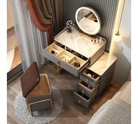 KXCVBNKLJ Toeletta con specchio e sgabello, Set da scrivania Vanity con sgabello e comodino, multicolore, 50/70 cm(Gris,50cm/19.7in)