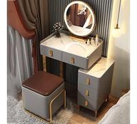 KXCVBNKLJ Toeletta con specchio e sgabello, Set da scrivania Vanity con sgabello e comodino, multicolore, 50/70 cm(Gris,70cm/27.6in)