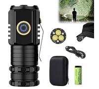 KXDEFE Blitron High Powered Torches, Blitron Torches, Blitron Flash Light, Torches Led Super Bright Rechargeable, Mini Flash Super Power Flashlight, Three-Eyed Mini Flashlight (S350+Storage Box)