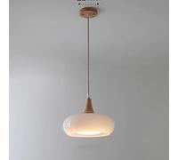 KXEcoLife Lampada a Sospensione, 30 cm, Decorazione, lampadari Moderni di metà secolo, Lampada a Sospensione in Vetro Arancione, Illuminazione a Tamburo Bianco Latte, lampadario Vintage per
