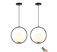 KXEcoLife Lampada a Sospensione a Forma di Globo, Ricaricabile, dimmerabile e programmabile, con Lampadina a Batteria e Illuminazione Wireless di Tipo C, Ideale per Isola Cucina, Tavolo da p