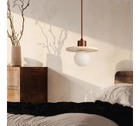 KXEcoLife Lampada a Sospensione a LED in Stile Nordico, Piccola Lampada a Sospensione Moderna di metà secolo, lampadario Industriale in Legno Rustico per Sala da Pranzo, Isola Cucina, Camera