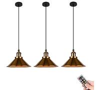 KXEcoLife Lampada a Sospensione con Telecomando, a Batteria, di Colore Nero, per Interni, Stile Vintage, Ideale per Sala da Pranzo e Isola Cucina.