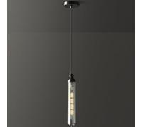 KXEcoLife Lampada a Sospensione Moderna in Vetro Trasparente per Camera da Letto, Lampada a Sospensione Minimalista in Rame Nero per Isola Cucina, lampadario Nordico a Striscia Lunga per Sal