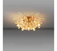 KXEcoLife Lampada da soffitto a Filo con Cristalli a Forma di Fiore in Stile Mid Century per Camera da Letto, Lampada da corridoio in Ottone dallo Stile Nordico e Minimalista, lampadario dor